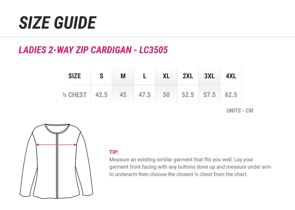 WOMENS ZIP CARDIGAN- LC3505